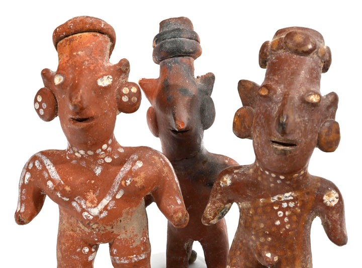 Group of Three Pre-Columbian West Mexican "Sheep-Face" Standing Pottery Figures