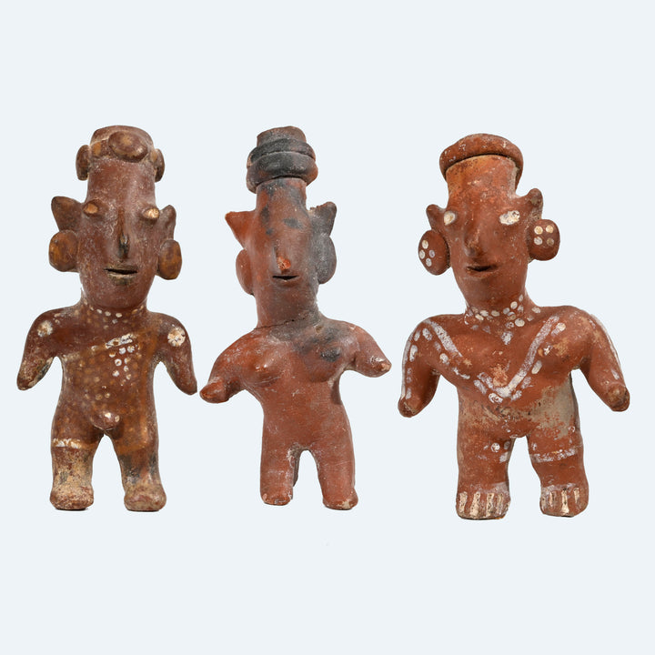 Group of Three Pre-Columbian West Mexican "Sheep-Face" Standing Pottery Figures
