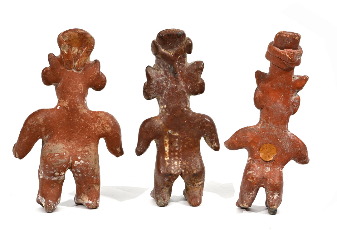 Group of Three Pre-Columbian West Mexican "Sheep-Face" Standing Pottery Figures