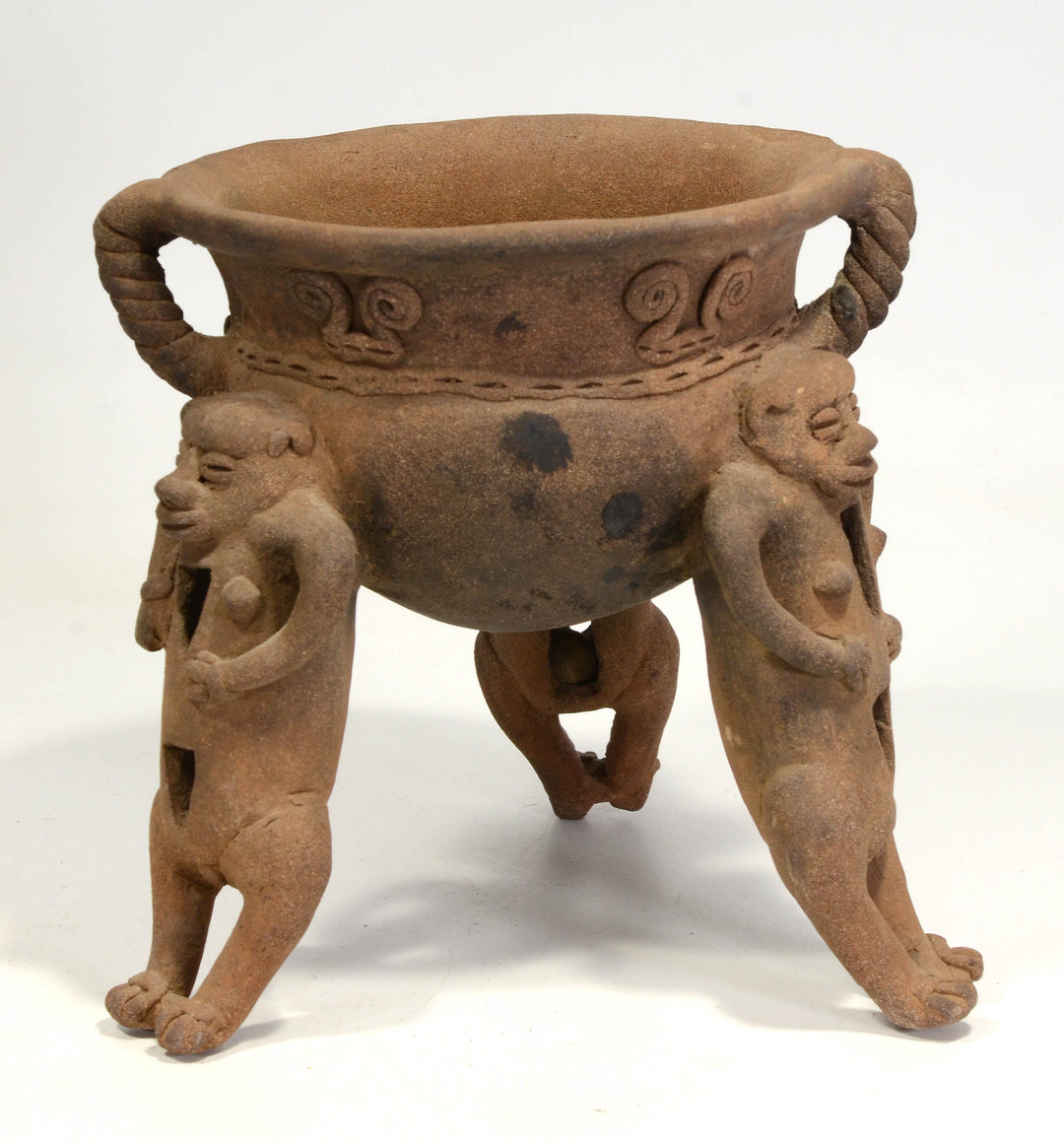 Pre-Columbian Chiriqui Pottery Tripod Vessel with Monkey Legs