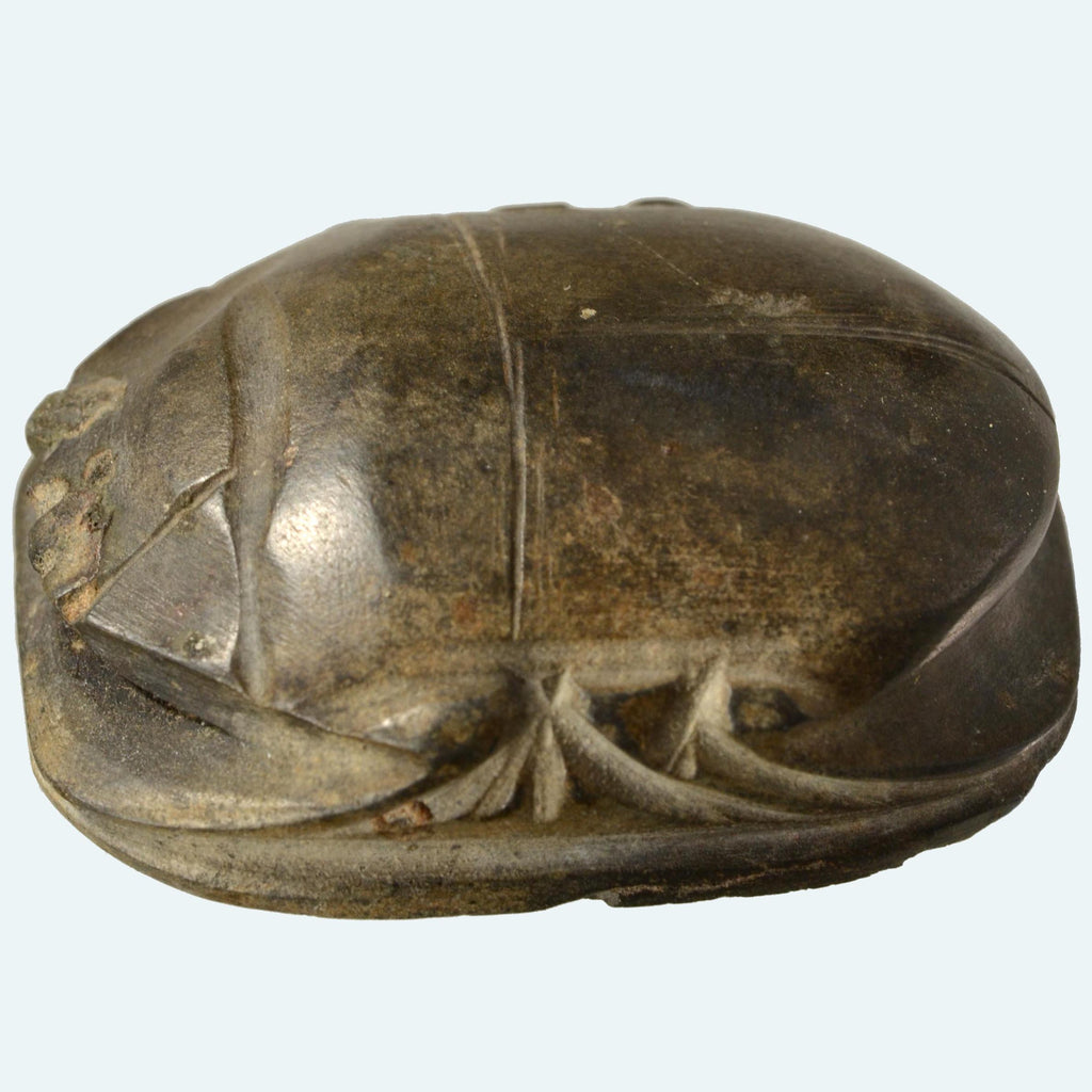 Ancient Egyptian Green Schist Stone Heart Scarab