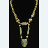 Mayan Gold and Stone Bead and Masket Pendant Necklace