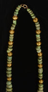 Mayan Gold and Stone Bead and Masket Pendant Necklace