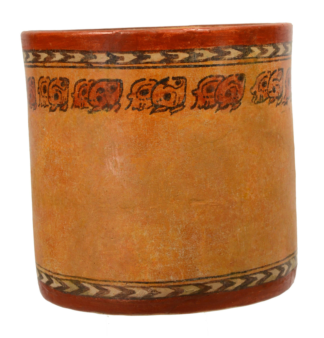 Pre-Columbian Mayan Chama Pottery Cylinder Vessel
