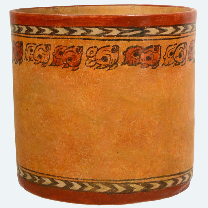 Pre-Columbian Mayan Chama Pottery Cylinder Vessel