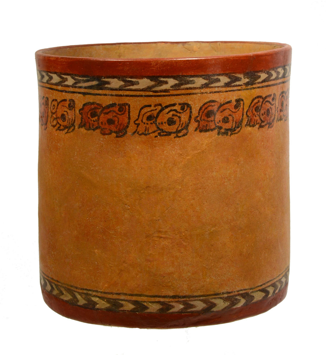 Pre-Columbian Mayan Chama Pottery Cylinder Vessel