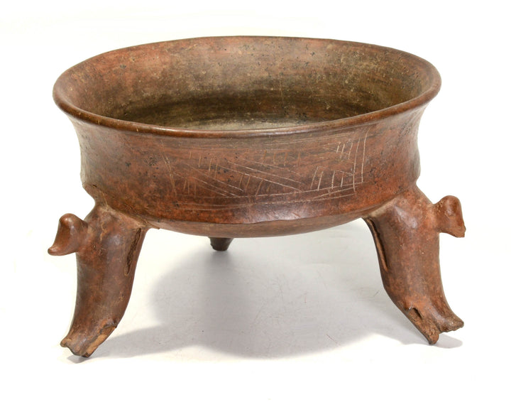 Costa Rican Brownware Pottery Tripod Vessel