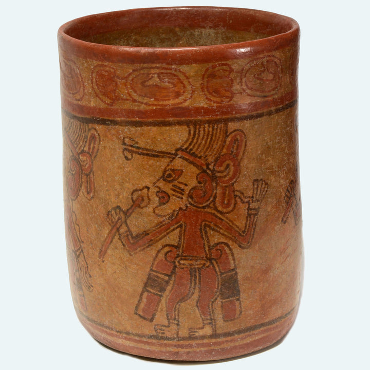 Pre-Columbian Mayan Polychrome Decorated Cylinder Vessel