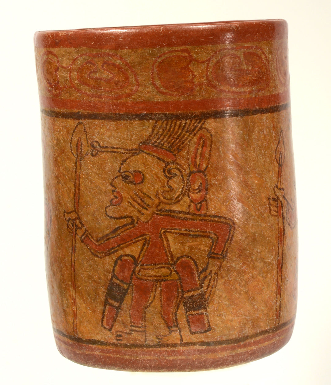 Pre-Columbian Mayan Polychrome Decorated Cylinder Vessel
