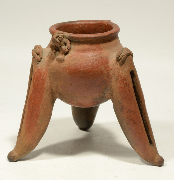Chiriqui Pottery Tripod Vessel with Creatures at Rim