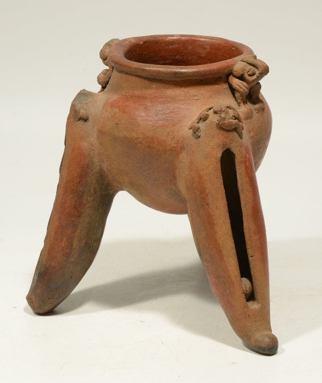 Chiriqui Pottery Tripod Vessel with Creatures at Rim