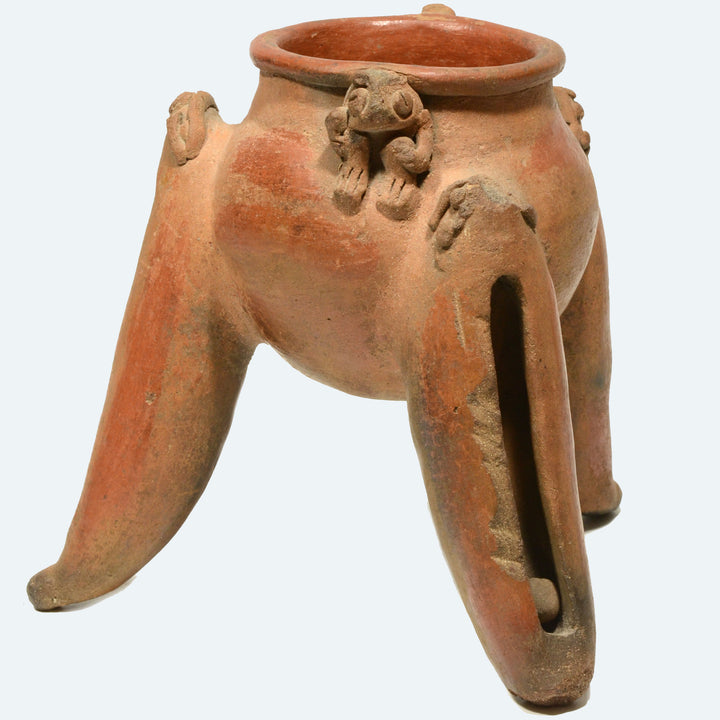 Chiriqui Pottery Tripod Vessel with Creatures at Rim