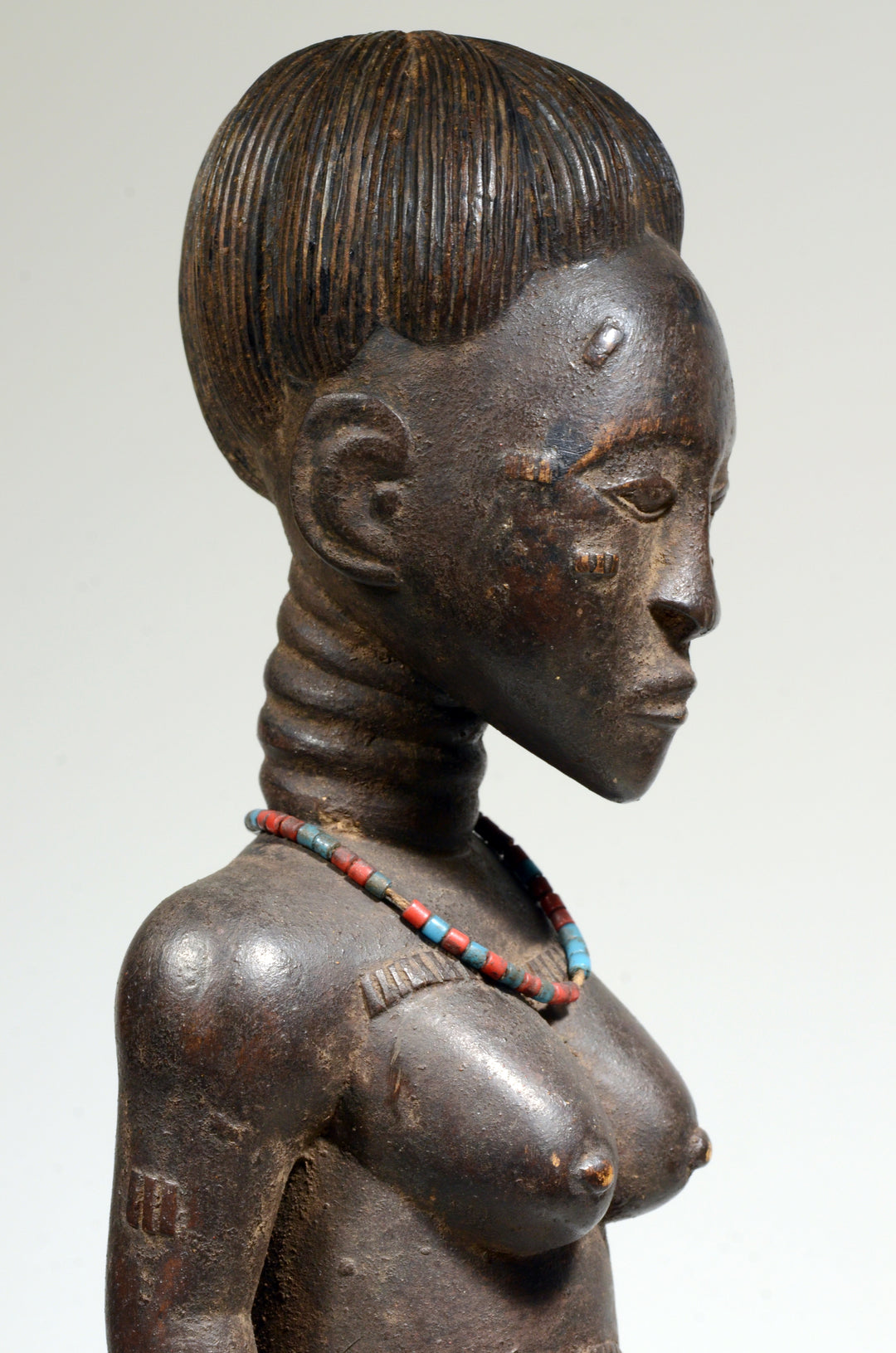 Baule Wood Carved Standing Female Figure blolo bla