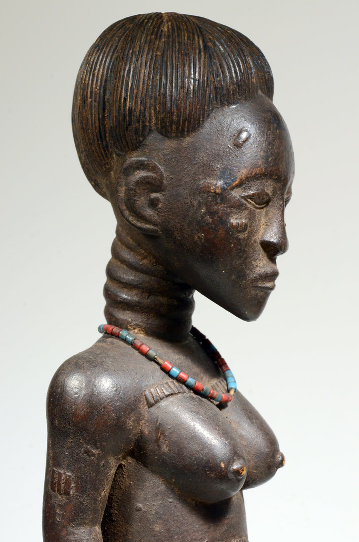 Baule Wood Carved Standing Female Figure blolo bla