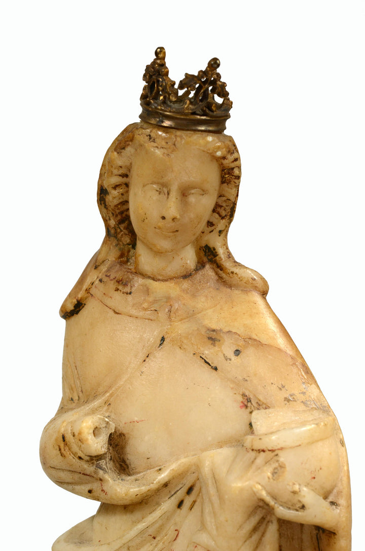 Late Gothic Alabaster Standing Draped Madonna