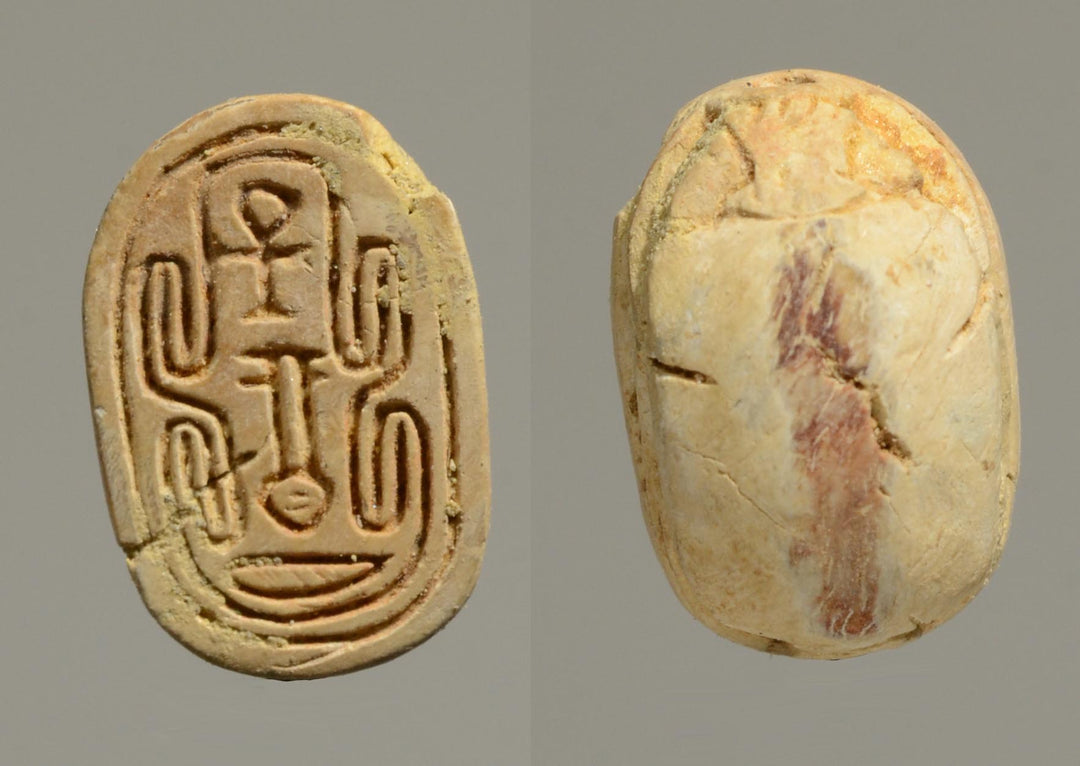Ancient Egyptian Tan Steatite Good Luck Scarab