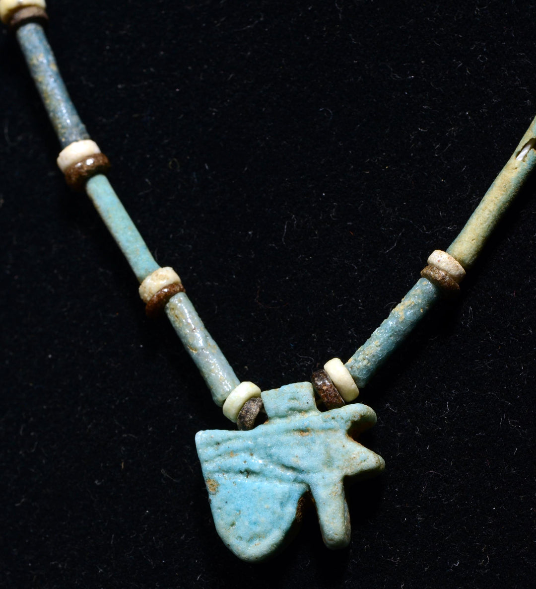 Ancient Egyptian Faience Beaded Strand with Wedjat Eye Amulet