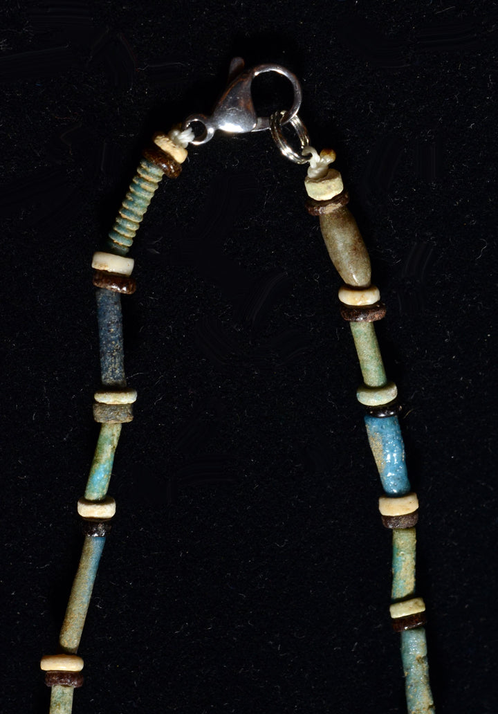 Ancient Egyptian Faience Beaded Strand with Wedjat Eye Amulet