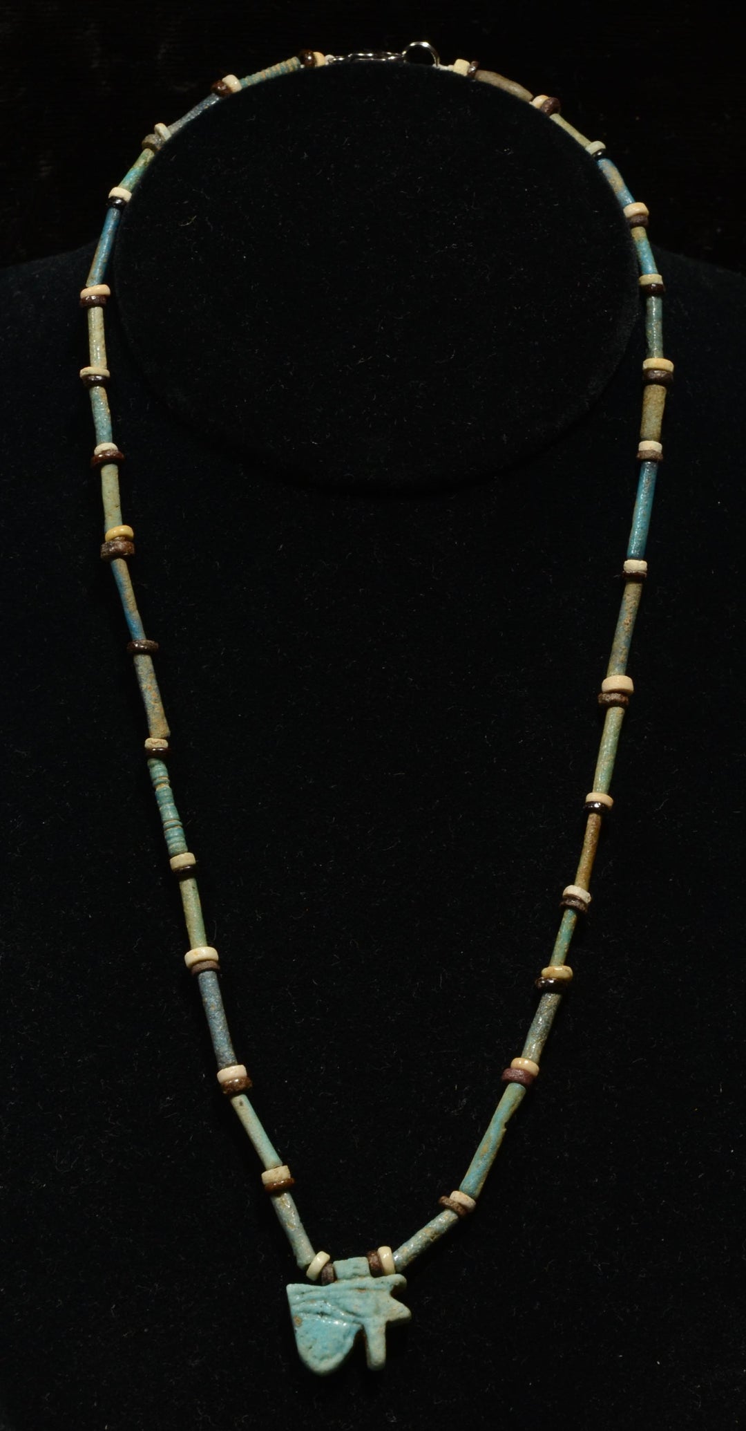 Ancient Egyptian Faience Beaded Strand with Wedjat Eye Amulet