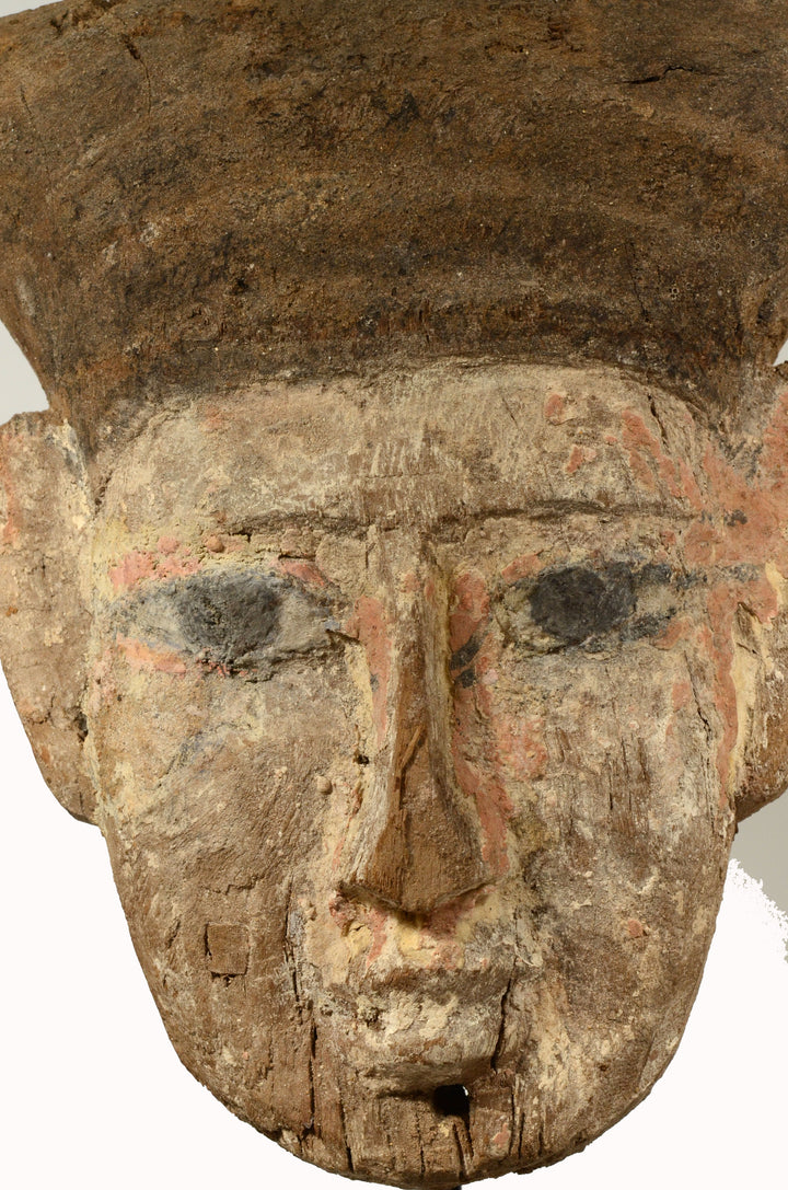 Ancient Egyptian Wood Carved Sarcophagus Mask