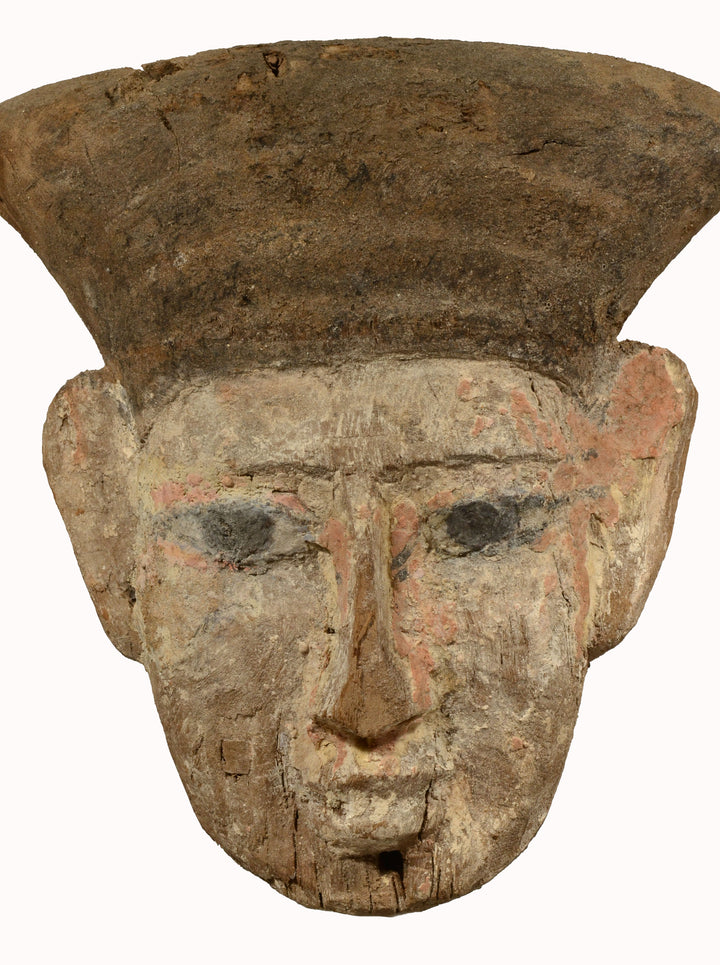 Ancient Egyptian Wood Carved Sarcophagus Mask