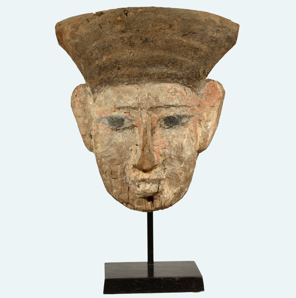 Ancient Egyptian Wood Carved Sarcophagus Mask