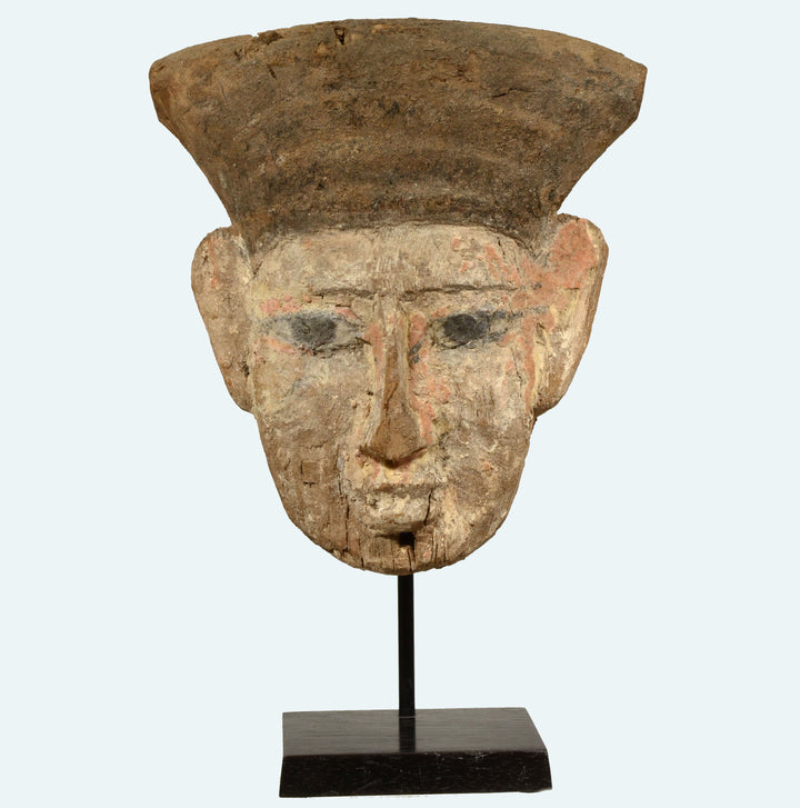 Ancient Egyptian Wood Carved Sarcophagus Mask