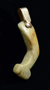 Olmec Heirloom Green Jade Arm Pendant in Gold Mount
