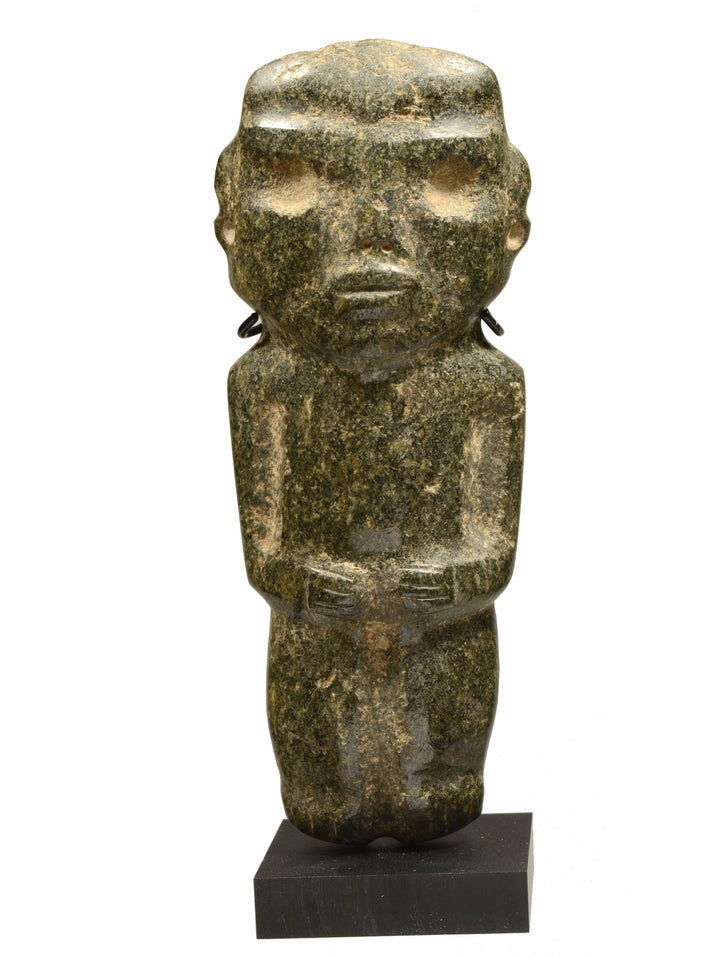 Pre-Columbian Mezcala Flecked Green Diorite Stone Standing Figure