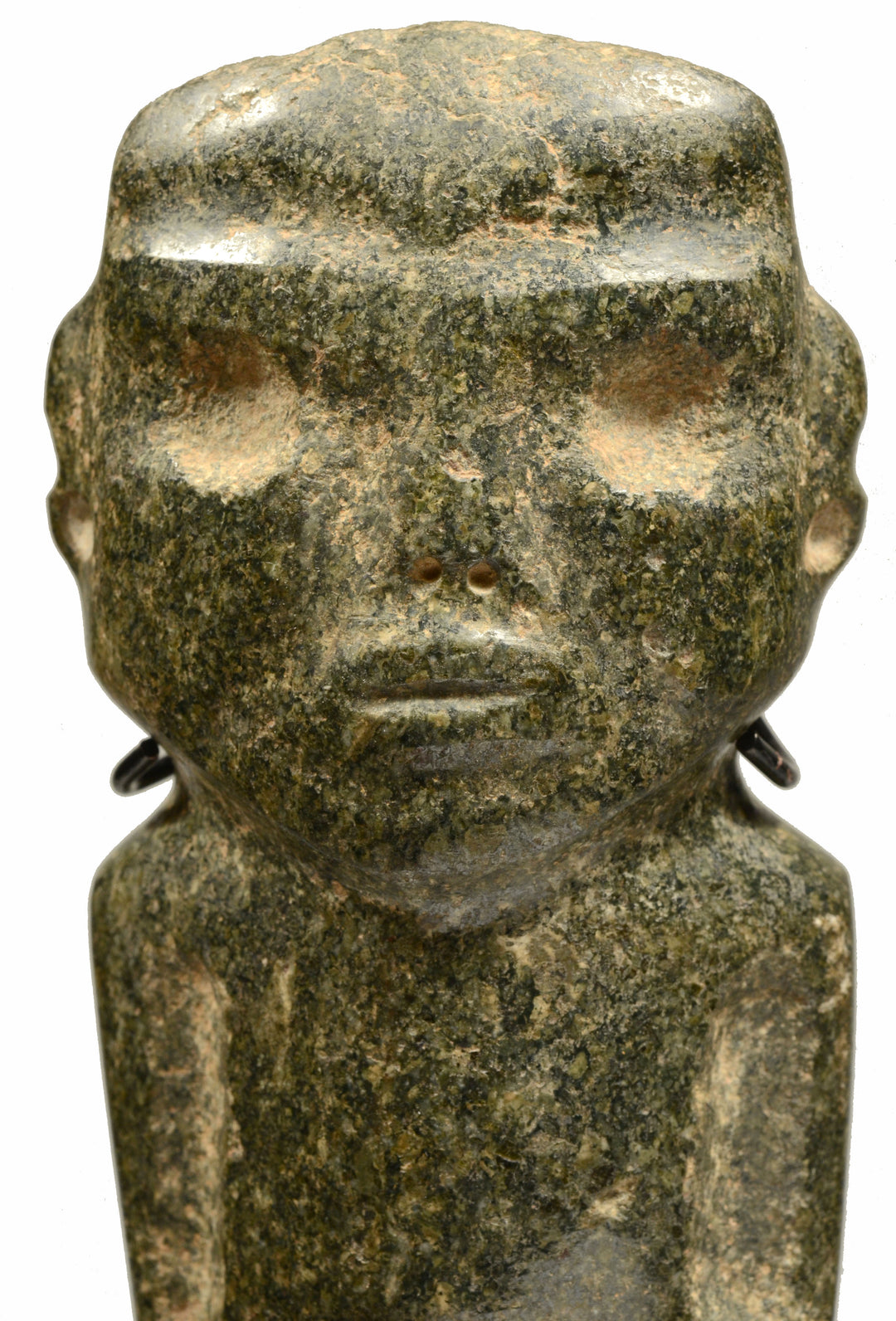 Pre-Columbian Mezcala Flecked Green Diorite Stone Standing Figure
