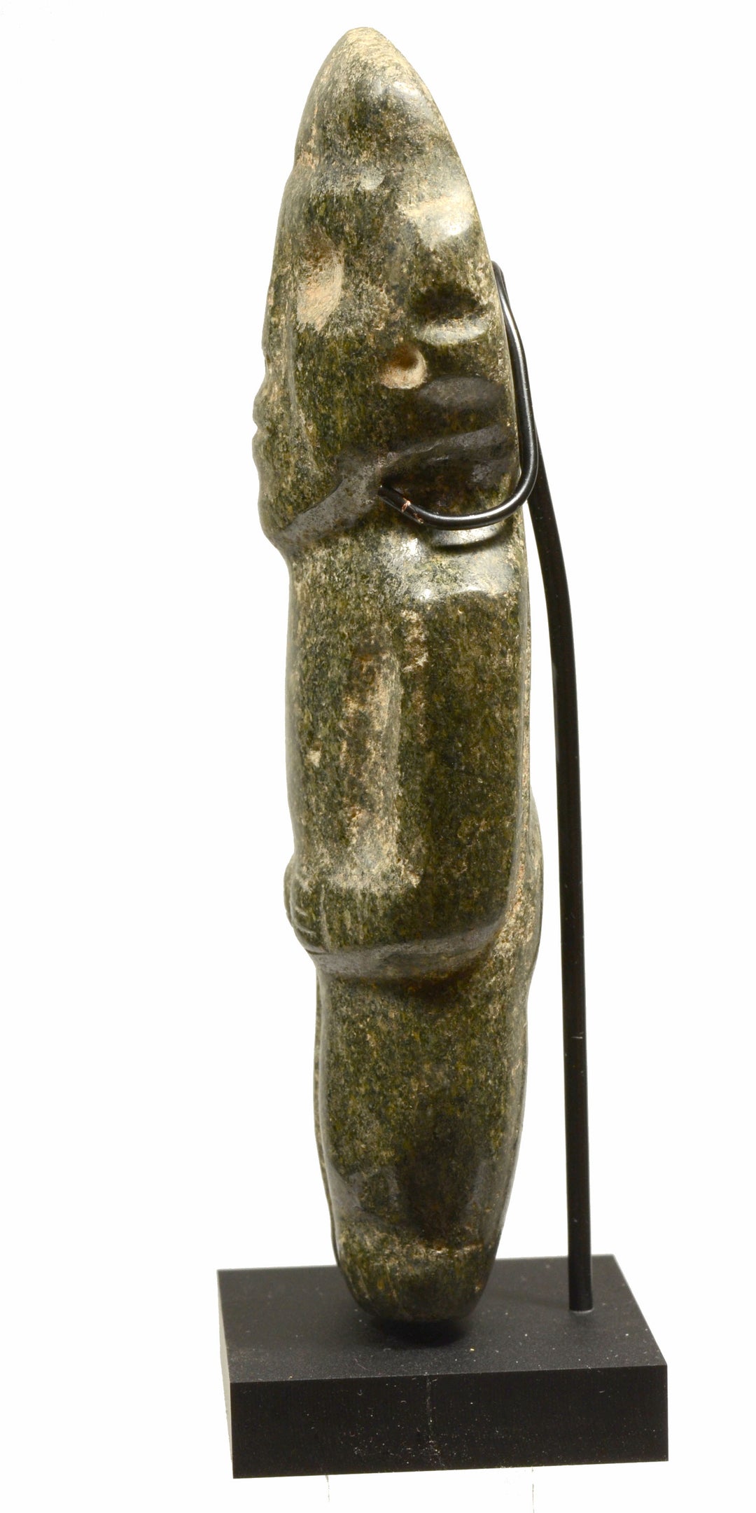 Pre-Columbian Mezcala Flecked Green Diorite Stone Standing Figure