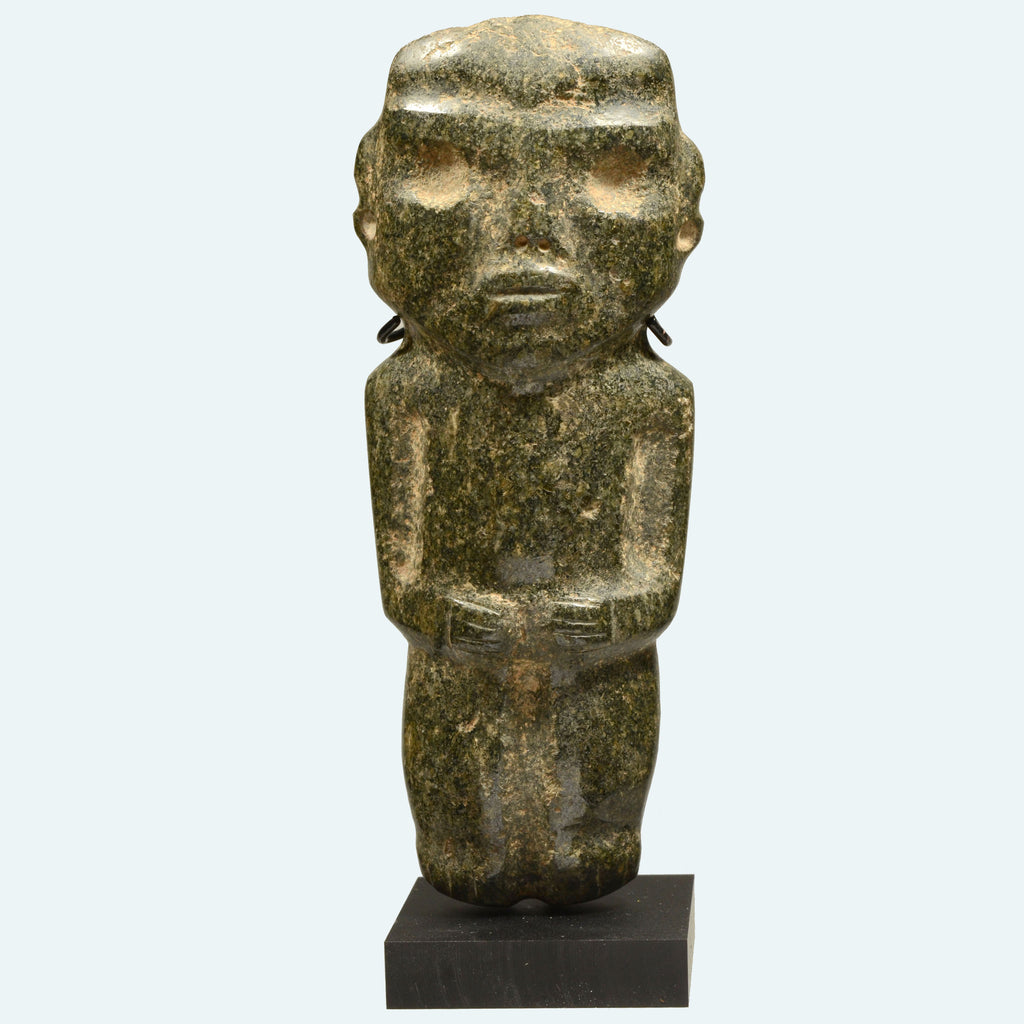 Pre-Columbian Mezcala Flecked Green Diorite Stone Standing Figure