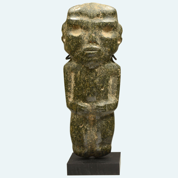 Pre-Columbian Mezcala Flecked Green Diorite Stone Standing Figure