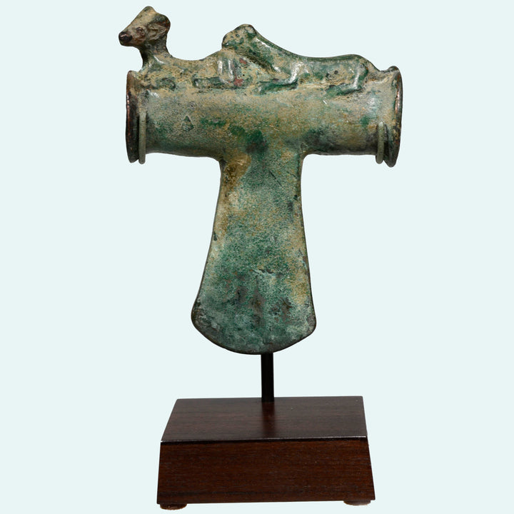 Ancient Near Eastern Bronze Axe Head With Hunt Scene