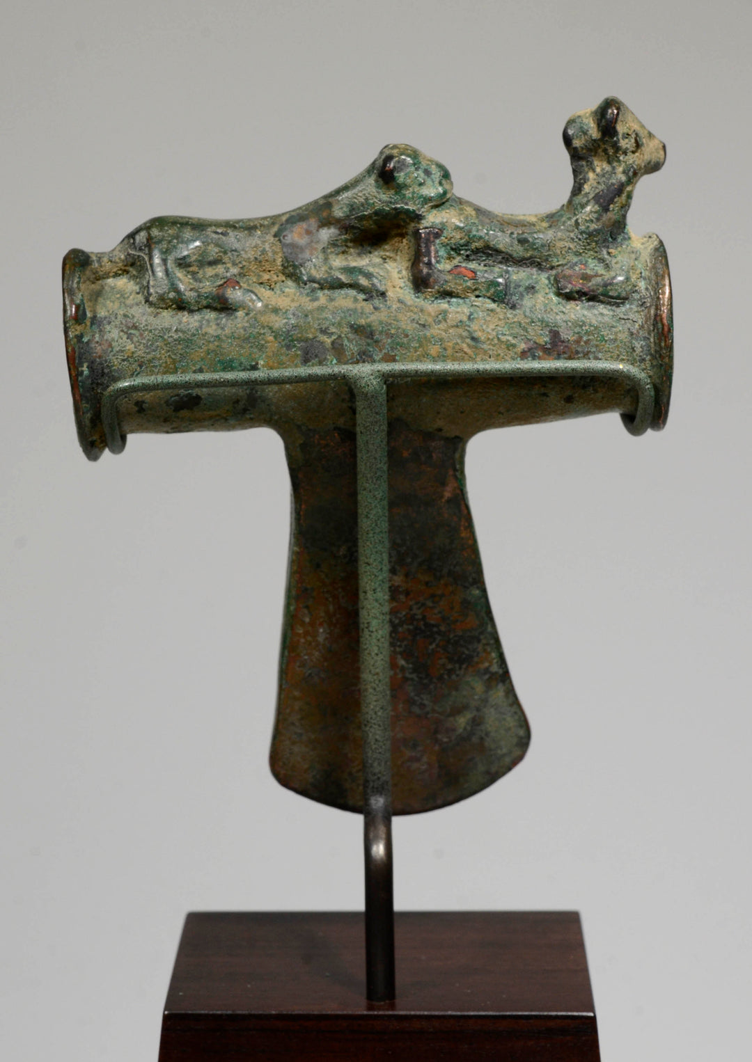 Ancient Near Eastern Bronze Axe Head With Hunt Scene