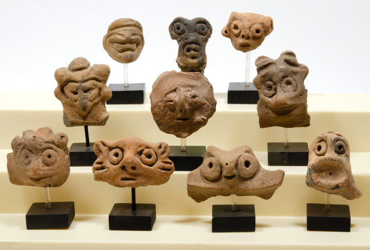 Pre Columbian Taino Indian Pottery Heads (10)