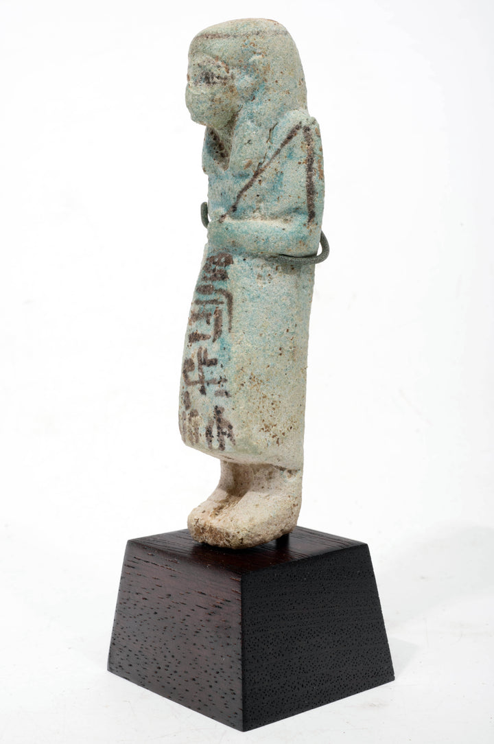 Egyptian Turquoise Faience Reis Overseer Ushabti for Userhatmes