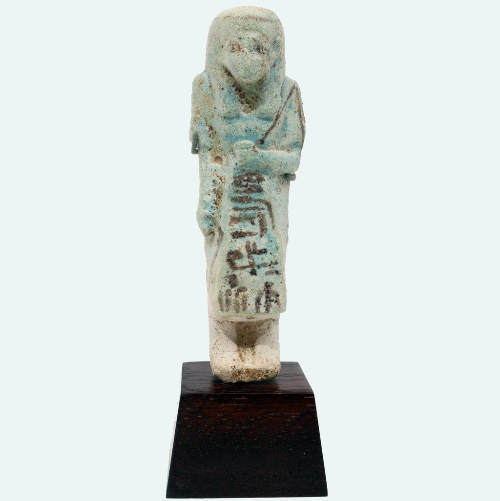 Egyptian Turquoise Faience Reis Overseer Ushabti for Userhatmes