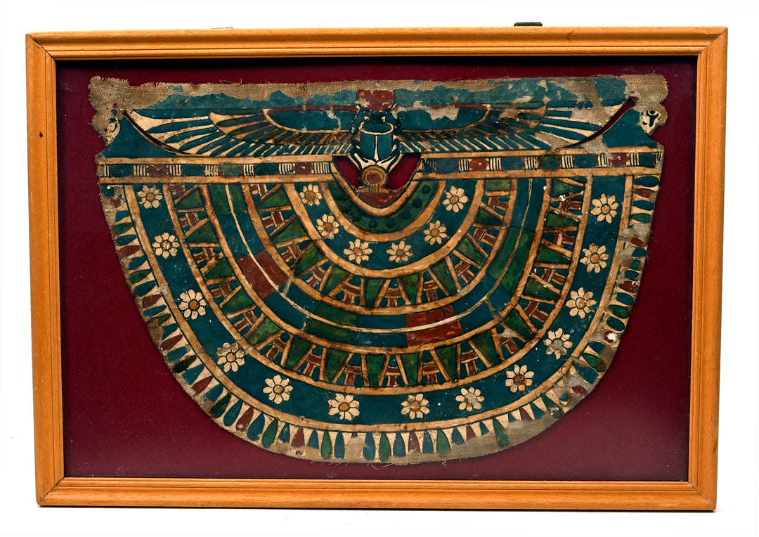 Egyptian Polychrome Painted Cartonnage Pectoral Panel