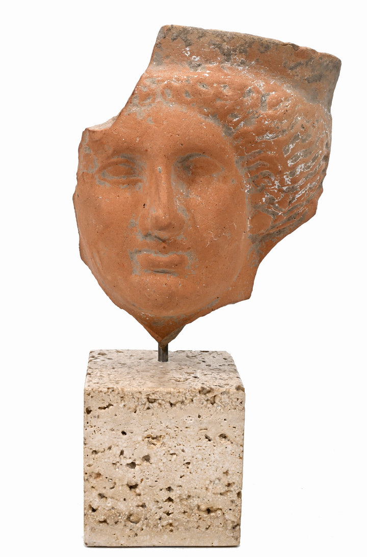 Greek Terracotta Votive Head of a Goddess