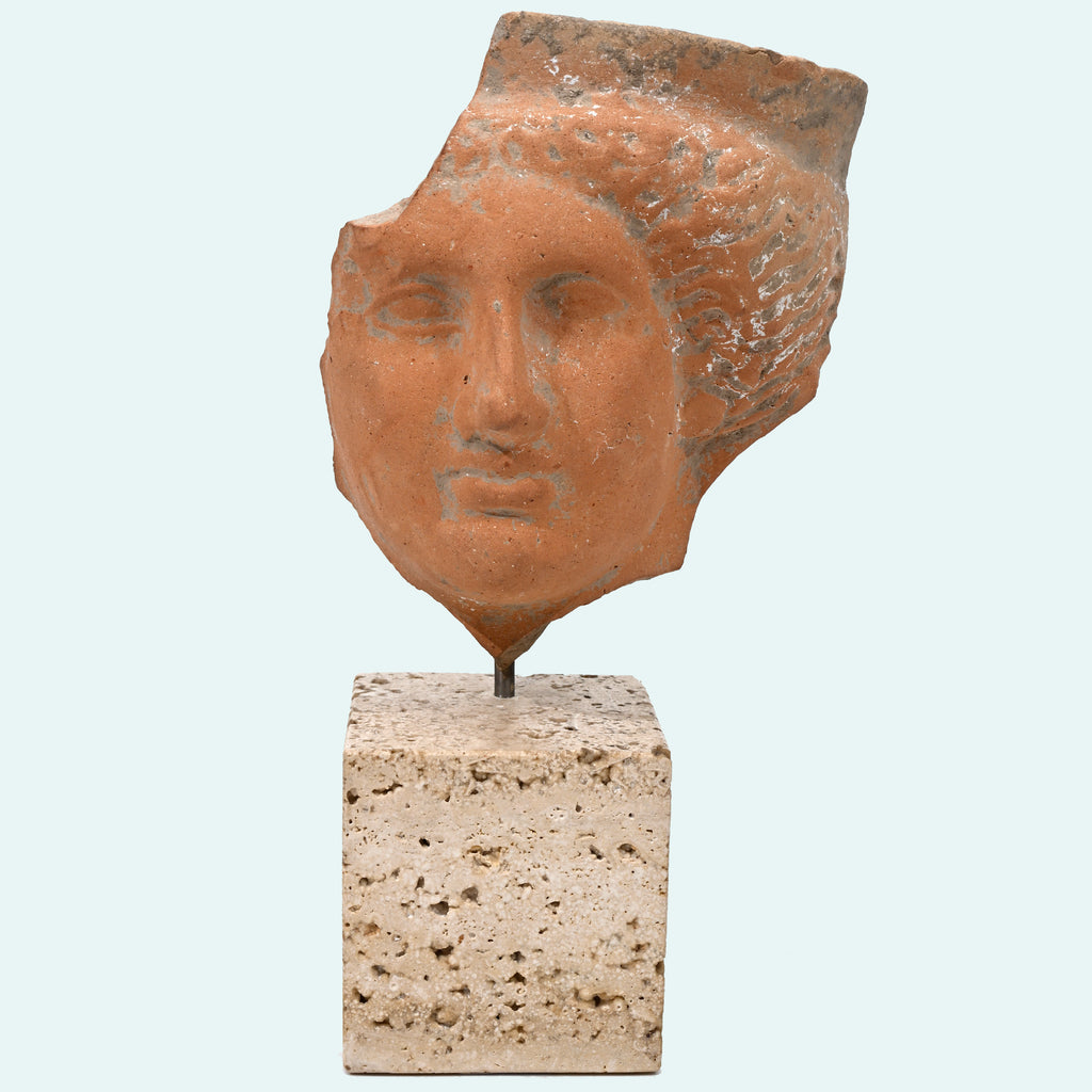 Greek Terracotta Votive Head of a Goddess