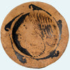Etruscan Red-Figured Genucilia Group Footed Plate with Female Profile Head,