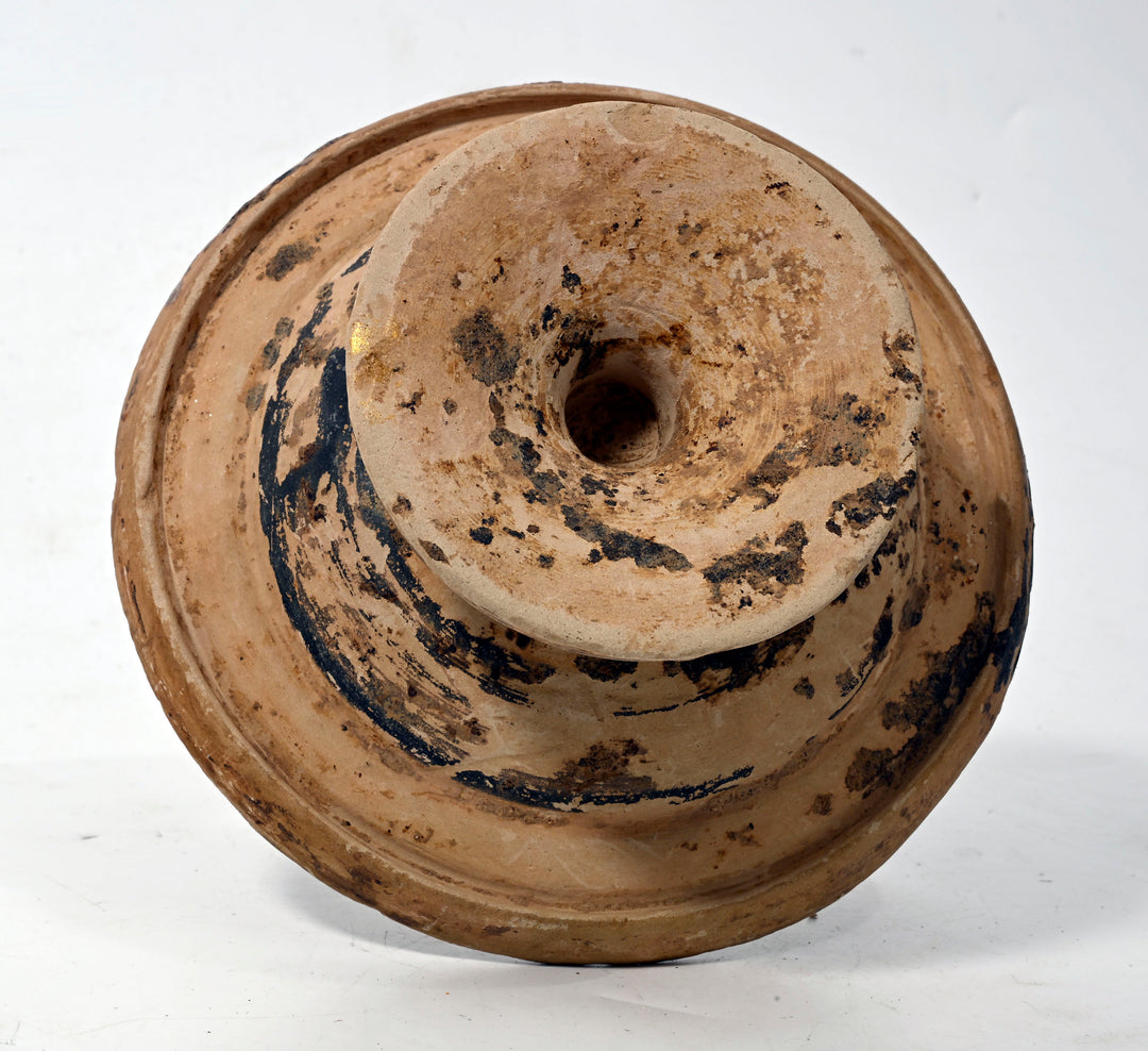 Etruscan Red-Figured Genucilia Group Footed Plate with Female Profile Head,