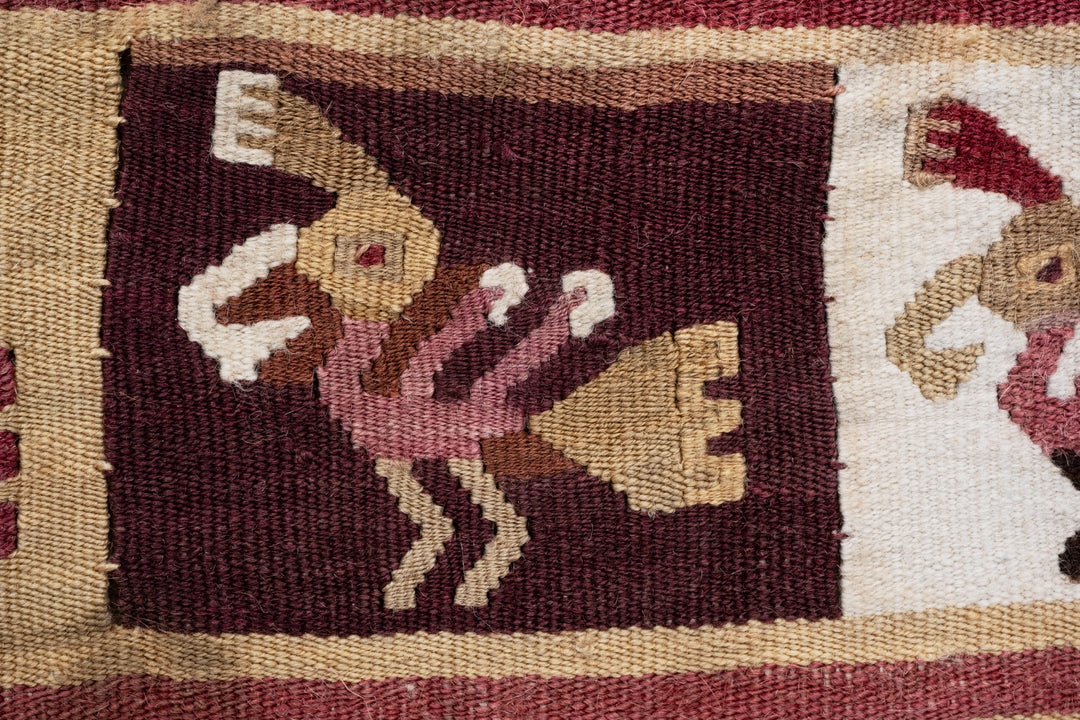 Chancay Figural Slit tapestry Textile Panel with Parrots