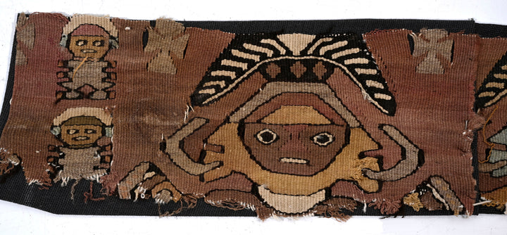 Chancay Textile Panel Fragment with Frontal Deities