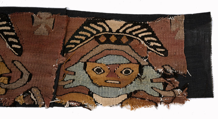 Chancay Textile Panel Fragment with Frontal Deities