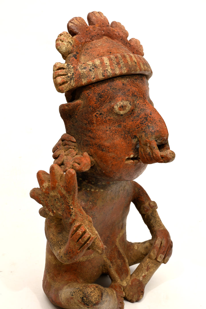 Fine Nayarit Seated Male Figure Holding a Mace