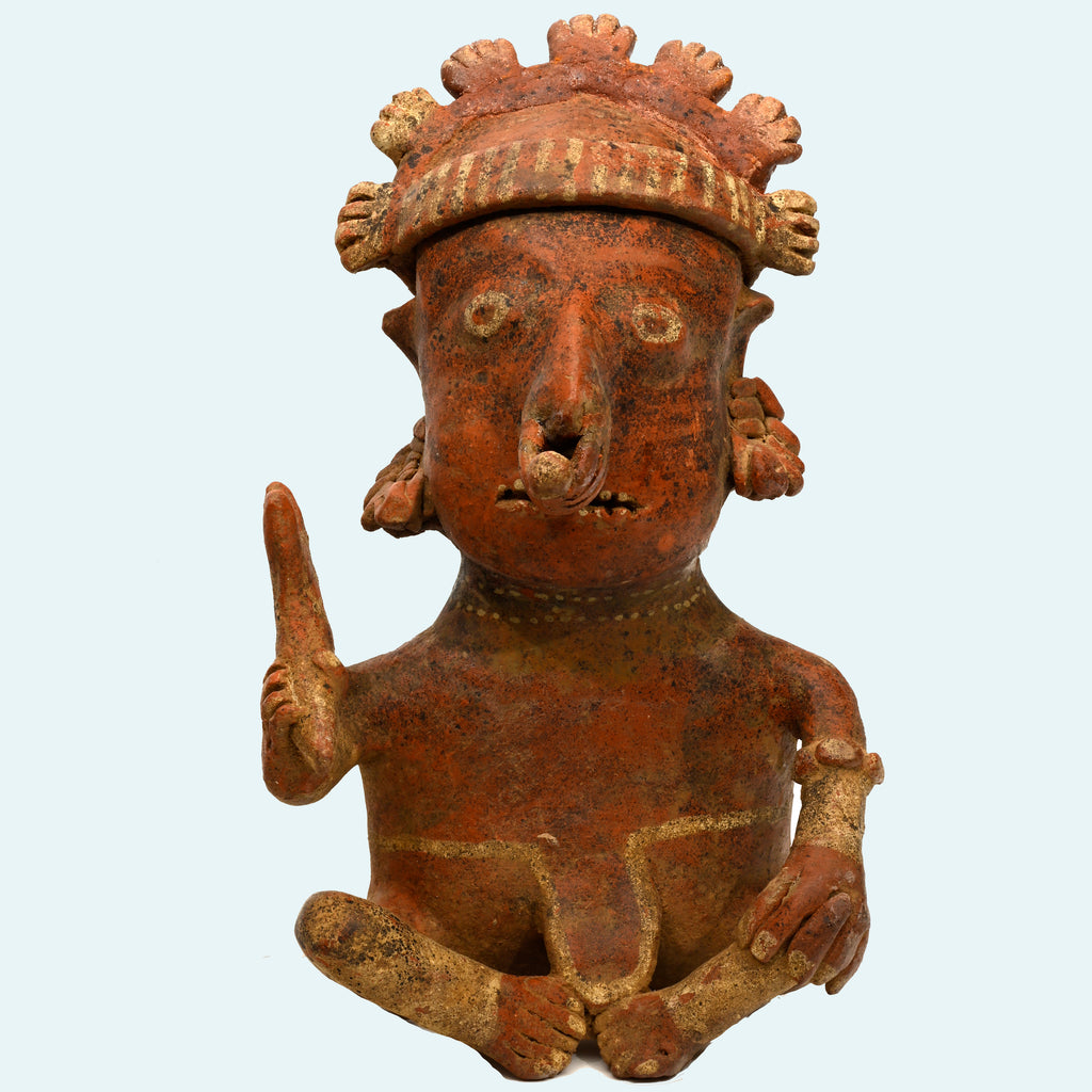 Fine Nayarit Seated Male Figure Holding a Mace