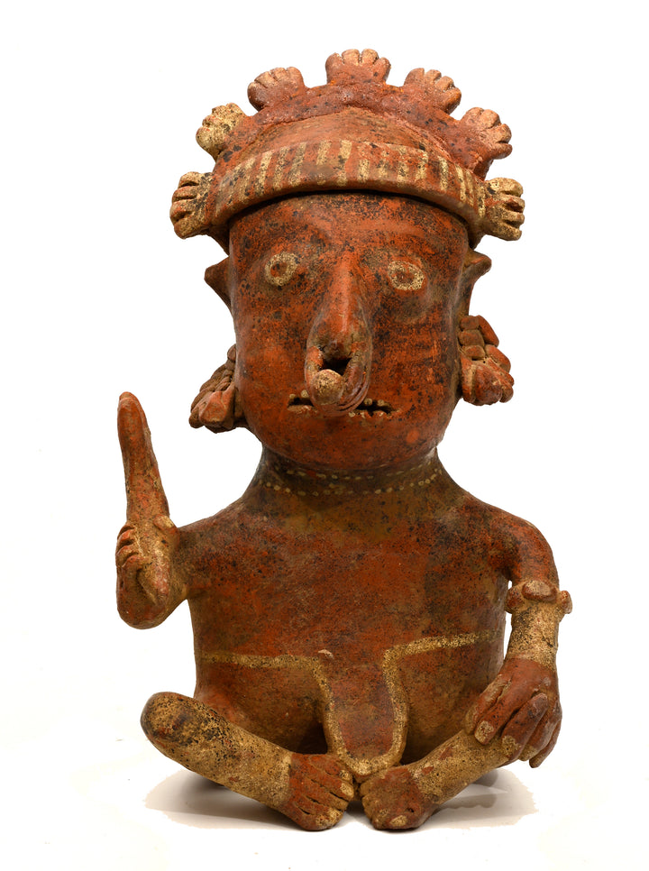 Fine Nayarit Seated Male Figure Holding a Mace