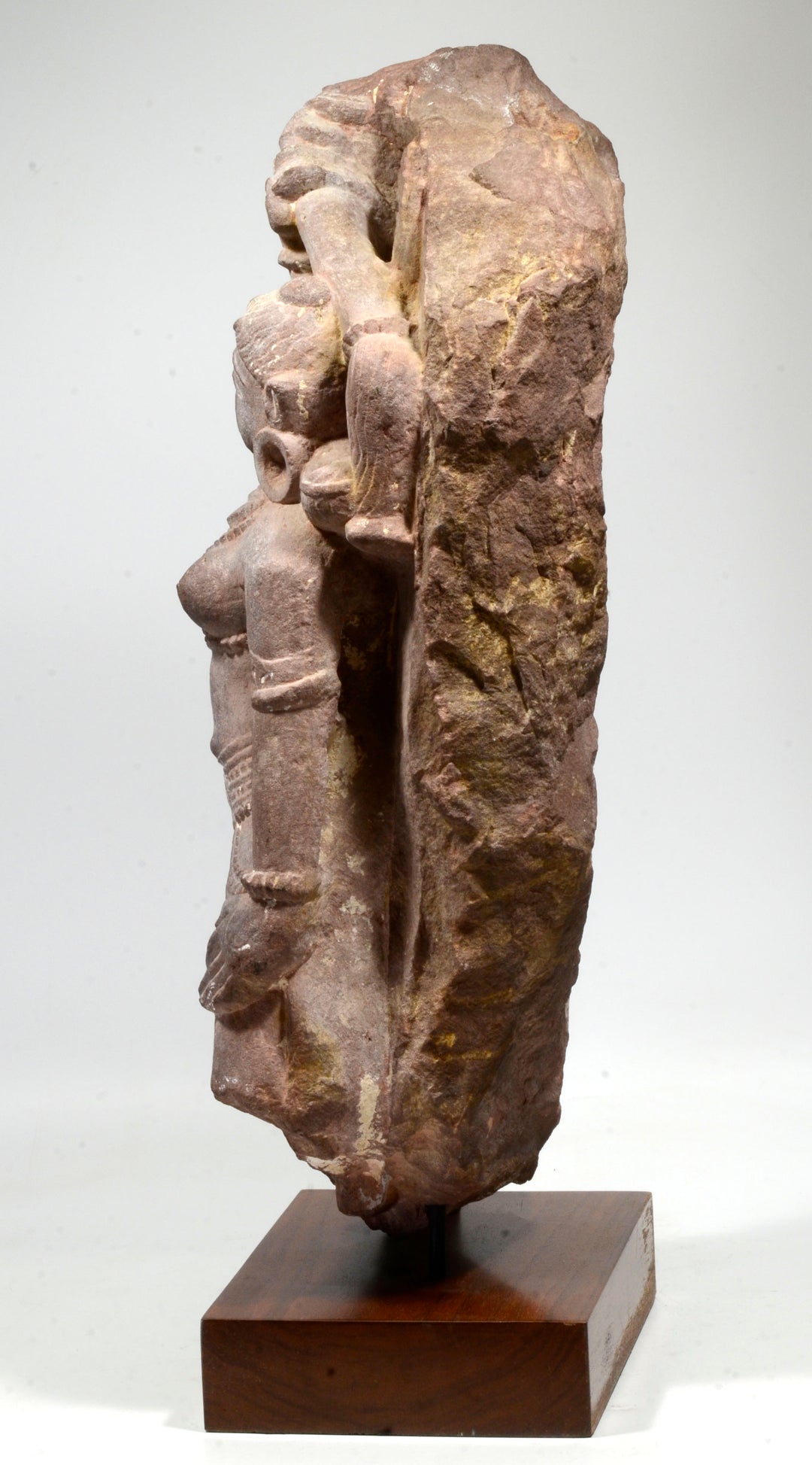 Indian Sandstone Architectural Element with Twin Yakshi